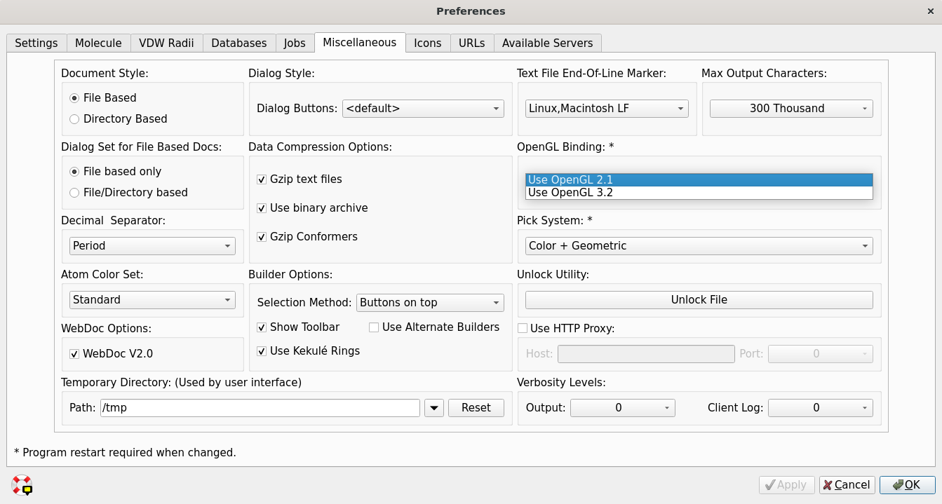 Spartan24 Preferences OpenGL Binding