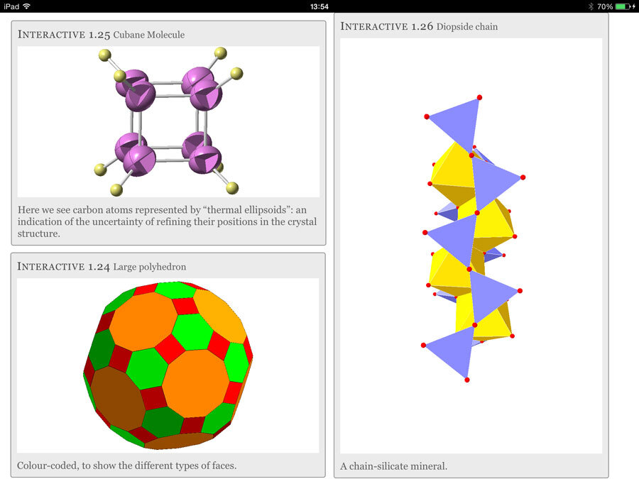 CrystalMaker CrystalMakerで作成された3DモデルをiPadで表示した時の画面